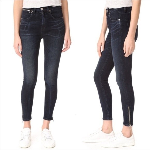 rag & bone O-Ring Dive Capri Jeans Black Brook 26 - Picture 2 of 12